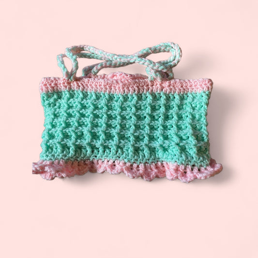 Crochet Tank Top with Spaghetti Straps and Shell Edging